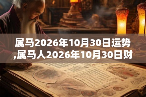 属马2026年10月30日运势,属马人2026年10月30日财运,生肖马2026年10月30日运势