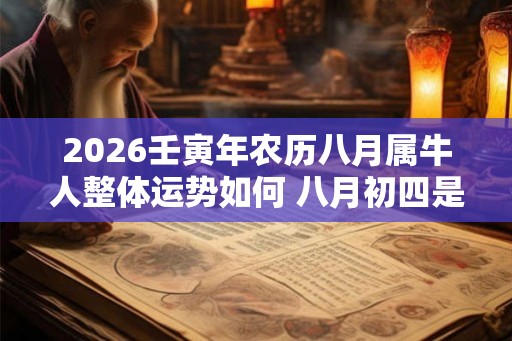 2026壬寅年农历八月属牛人整体运势如何 八月初四是吉日不