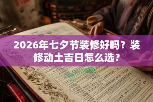 2026年七夕节装修好吗？装修动土吉日怎么选？