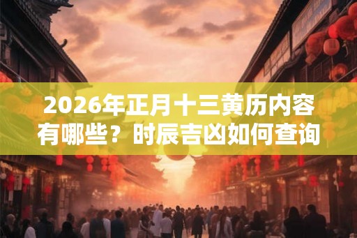 2026年正月十三黄历内容有哪些？时辰吉凶如何查询？