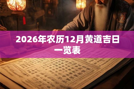 2026年农历12月黄道吉日一览表