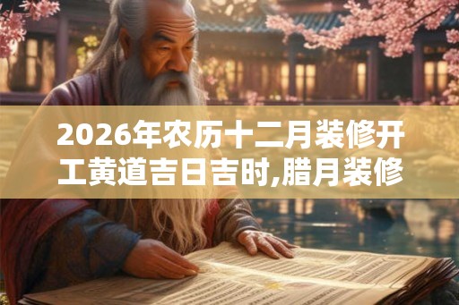 2026年农历十二月装修开工黄道吉日吉时,腊月装修好日子