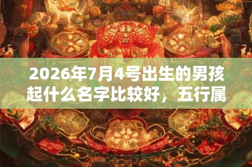 2026年7月4号出生的男孩起什么名字比较好，五行属什么
