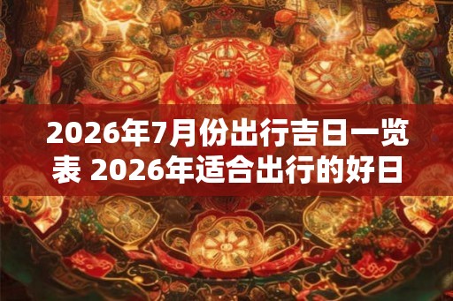 2026年7月份出行吉日一览表 2026年适合出行的好日子