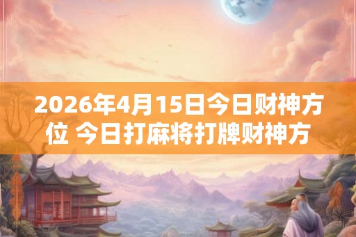2026年4月15日今日财神方位 今日打麻将打牌财神方位 2026年4月15日今日财神方位 今日打麻将打牌财神方位