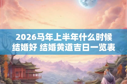 2026马年上半年什么时候结婚好 结婚黄道吉日一览表