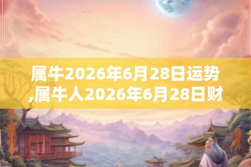属牛2026年6月28日运势,属牛人2026年6月28日财运,生肖牛2026年6月28日运势