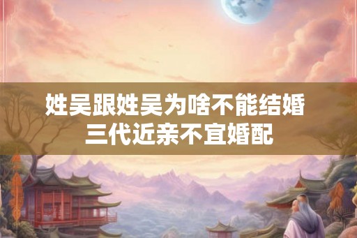 姓吴跟姓吴为啥不能结婚 三代近亲不宜婚配 姓吴跟姓吴为啥不能结婚 三代近亲不宜婚配