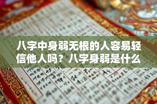 八字中身弱无根的人容易轻信他人吗?八字身弱是什么意思? 八字中身弱无根的人容易轻信他人吗?八字身弱是什么意思?