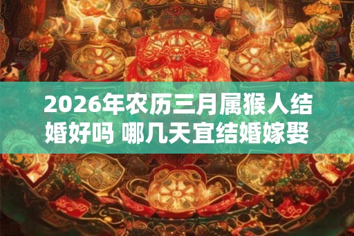 2026年农历三月属猴人结婚好吗 哪几天宜结婚嫁娶