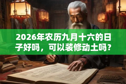 2026年农历九月十六的日子好吗，可以装修动土吗？