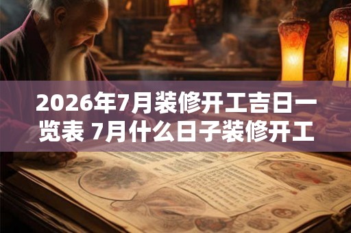 2026年7月装修开工吉日一览表 7月什么日子装修开工吉利