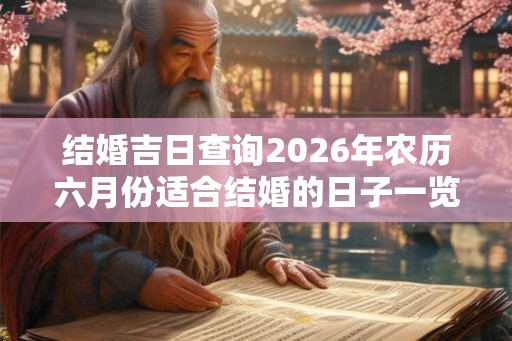 结婚吉日查询2026年农历六月份适合结婚的日子一览！