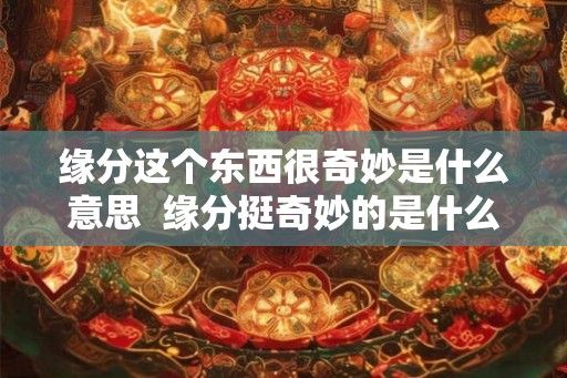 缘分这个东西很奇妙是什么意思  缘分挺奇妙的是什么意思