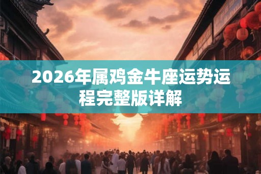 2026年属鸡金牛座运势运程完整版详解