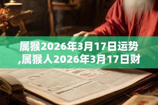 属猴2026年3月17日运势,属猴人2026年3月17日财运,生肖猴2026年3月17日运势