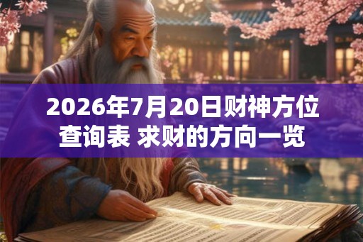 2026年7月20日财神方位查询表 求财的方向一览 2026年7月20日财神方位查询表 求财的方向一览