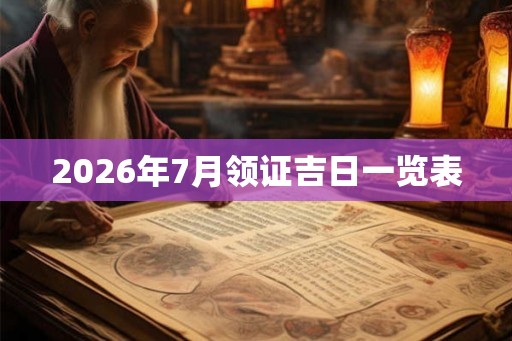 2026年7月领证吉日一览表