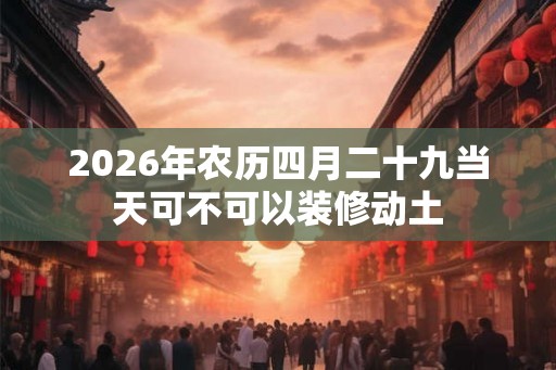 2026年农历四月二十九当天可不可以装修动土