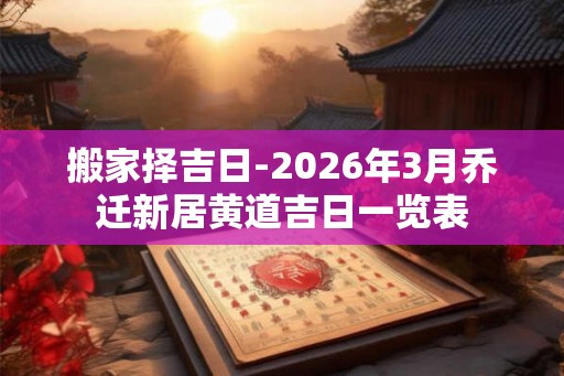 搬家择吉日-2026年3月乔迁新居黄道吉日一览表