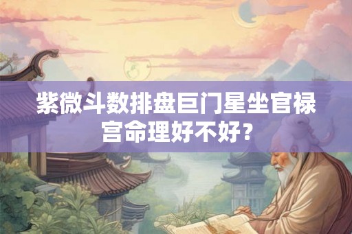 紫微斗数排盘巨门星坐官禄宫命理好不好？
