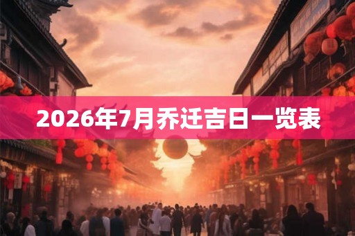 2026年7月乔迁吉日一览表