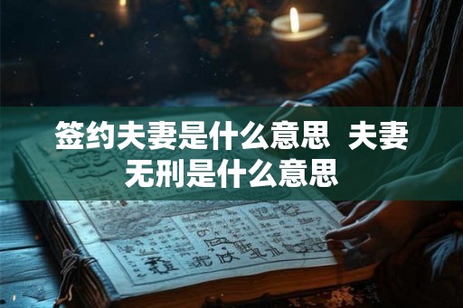 签约夫妻是什么意思  夫妻无刑是什么意思