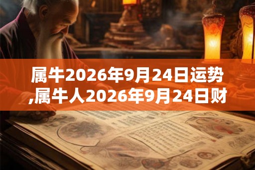 属牛2026年9月24日运势,属牛人2026年9月24日财运,生肖牛2026年9月24日运势