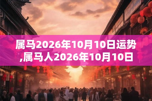 属马2026年10月10日运势,属马人2026年10月10日财运,生肖马2026年10月10日运势