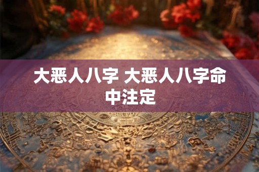 大恶人八字 大恶人八字命中注定