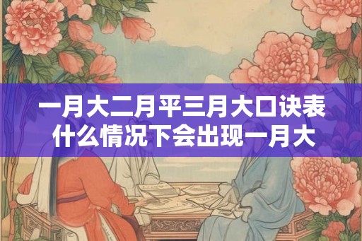 一月大二月平三月大口诀表 什么情况下会出现一月大二月平三月大的现象