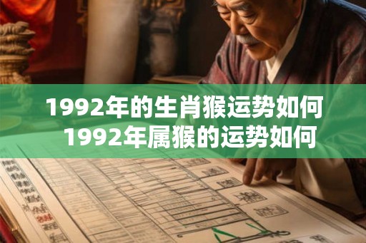 1992年的生肖猴运势如何  1992年属猴的运势如何