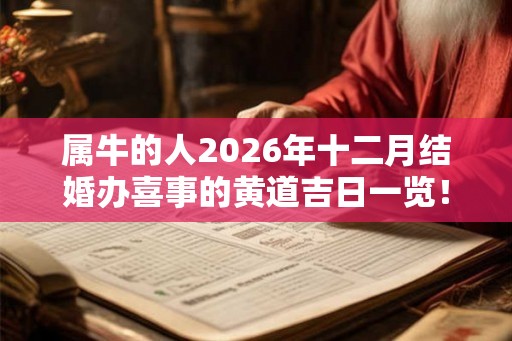 属牛的人2026年十二月结婚办喜事的黄道吉日一览！