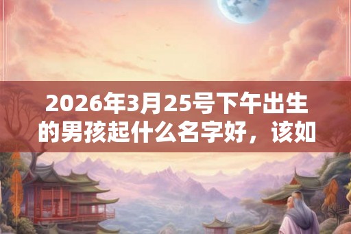 2026年3月25号下午出生的男孩起什么名字好，该如何取名？
