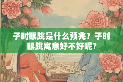 子时眼跳是什么预兆?子时眼跳寓意好不好呢? 子时眼跳是什么预兆?子时眼跳寓意好不好呢?