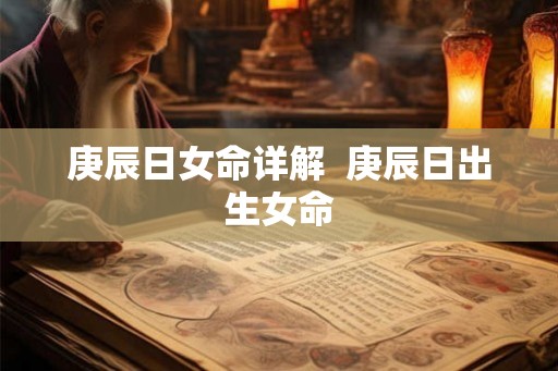 庚辰日女命详解  庚辰日出生女命