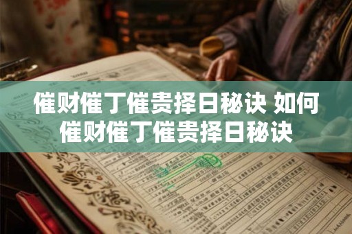 催财催丁催贵择日秘诀 如何催财催丁催贵择日秘诀