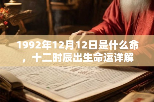 1992年12月12日是什么命，十二时辰出生命运详解