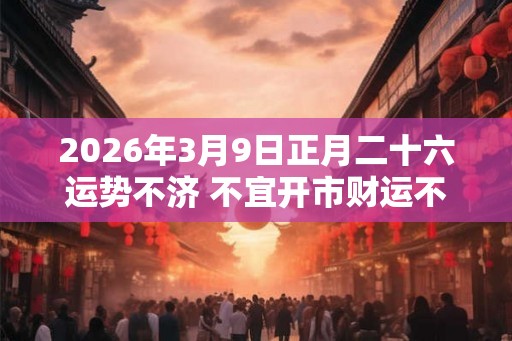 2026年3月9日正月二十六运势不济 不宜开市财运不佳