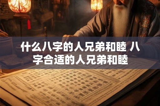 什么八字的人兄弟和睦 八字合适的人兄弟和睦