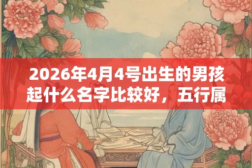 2026年4月4号出生的男孩起什么名字比较好，五行属什么