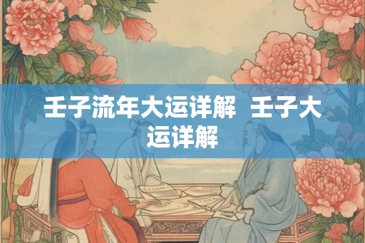 壬子流年大运详解  壬子大运详解