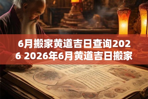 6月搬家黄道吉日查询2026 2026年6月黄道吉日搬家查询