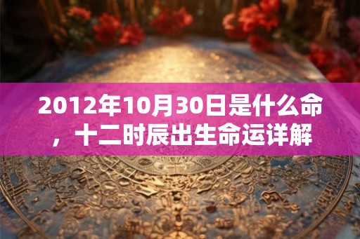 2012年10月30日是什么命，十二时辰出生命运详解