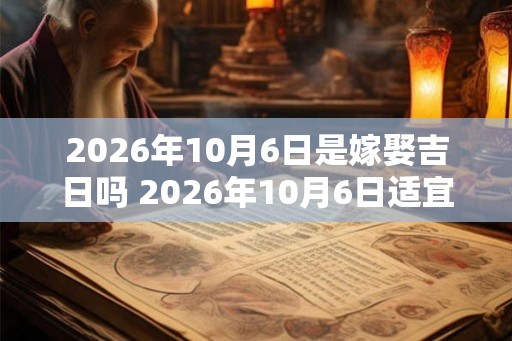 2026年10月6日是嫁娶吉日吗 2026年10月6日适宜婚嫁吗
