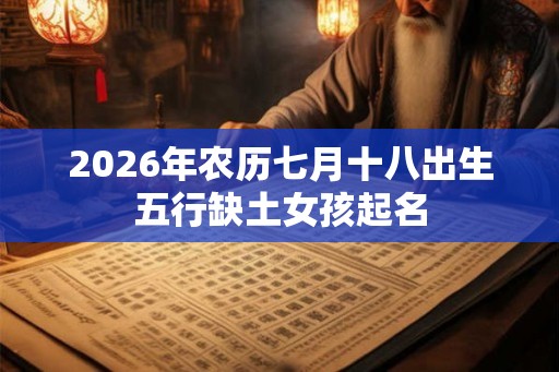 2026年农历七月十八出生五行缺土女孩起名