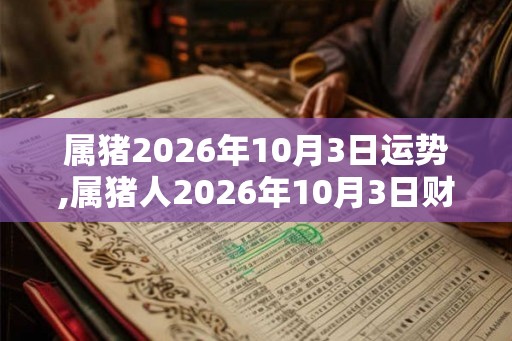 属猪2026年10月3日运势,属猪人2026年10月3日财运,生肖猪2026年10月3日运势