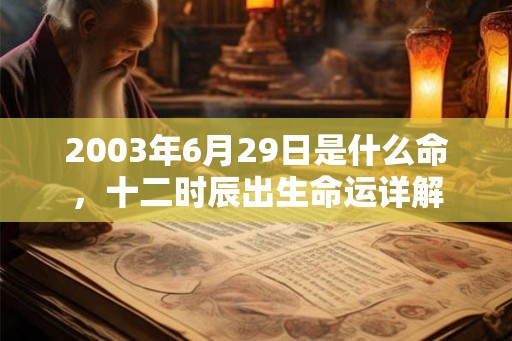 2003年6月29日是什么命，十二时辰出生命运详解
