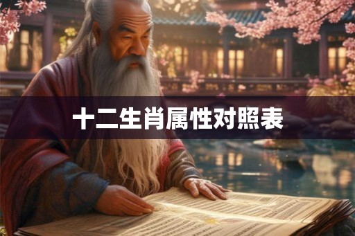 十二生肖属性对照表