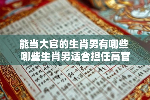 能当大官的生肖男有哪些 哪些生肖男适合担任高官